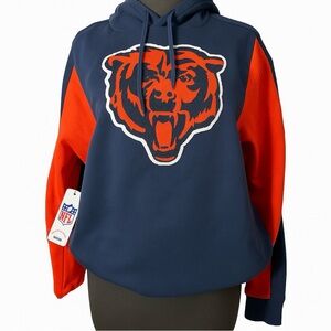 NEW Mitchell & Ness Chicago Bears Throwback Hoodie Small Navy Orange NFL